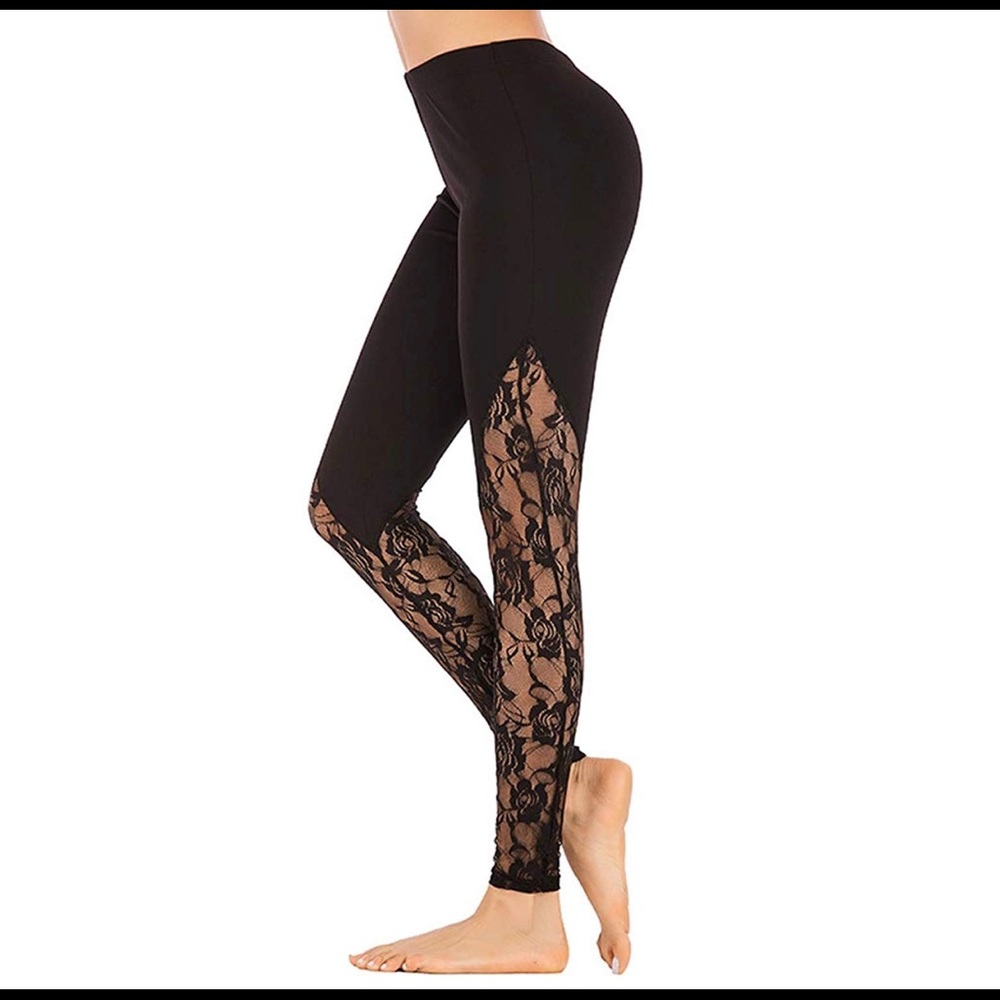 Women’s Yoga pants printed lace gym leggings Large